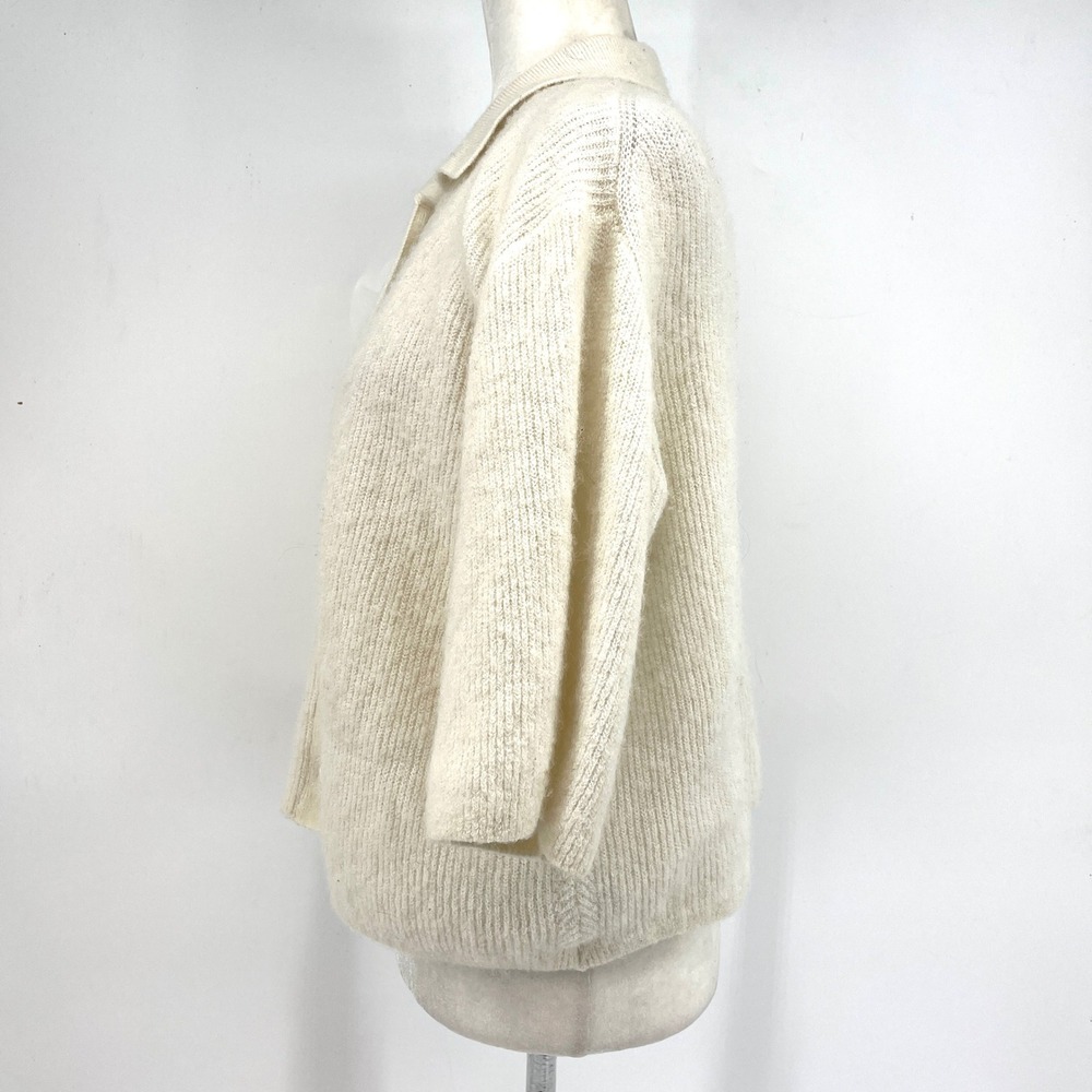Stockholm Atelier Cream Wool Alpaca Collared Button Up Short Sleeve Sweater M‎ - Picture 3 of 8